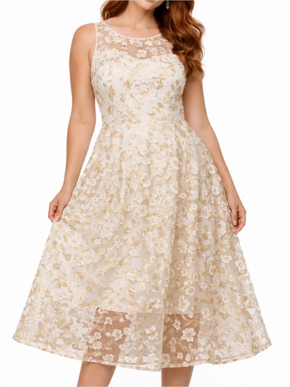 Adrianna Papell - 3D Embroidery Fit and Flare Dress Size 16